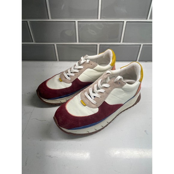 Madewell Women Running Sneakers Shoes Burgundy Cream Yellow Blue Size 8.5‎ - Picture 3 of 8